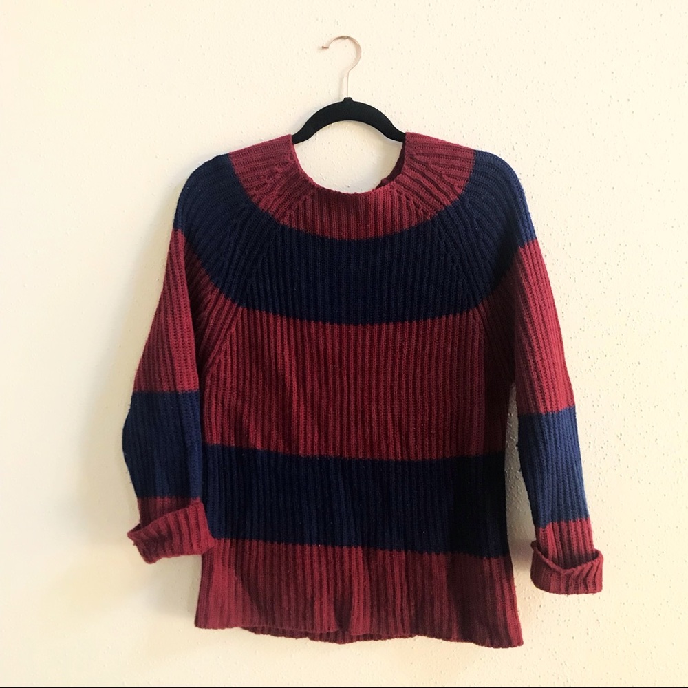 Maroon/Navy Striped Sweater 🎎 - Picture 4 of 4